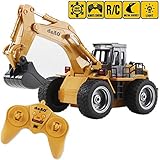 deAO Camión de Construcción RC Profesional Función Completa de 6 Canales Excavadora Teledirigida Todo Terreno con Pala de Metal 2.4GHz