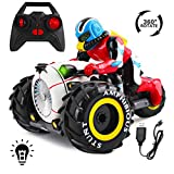 deAO RC Moto de Carreras Alta Velocidad Radiocontrol Vehículo Acrobático Anfibio Trimoto con Luces LED y Rotaciones 360º Ilimitadas