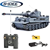 s-idee® 22002 Battle Tanque 99807 German Tiger 1:28 con Sistema de Combate de Infrarrojos Integrado 2.4 GHz RC R/C Tanque teledirigido con función de Disparo por Infrarrojos, luz de Sonido